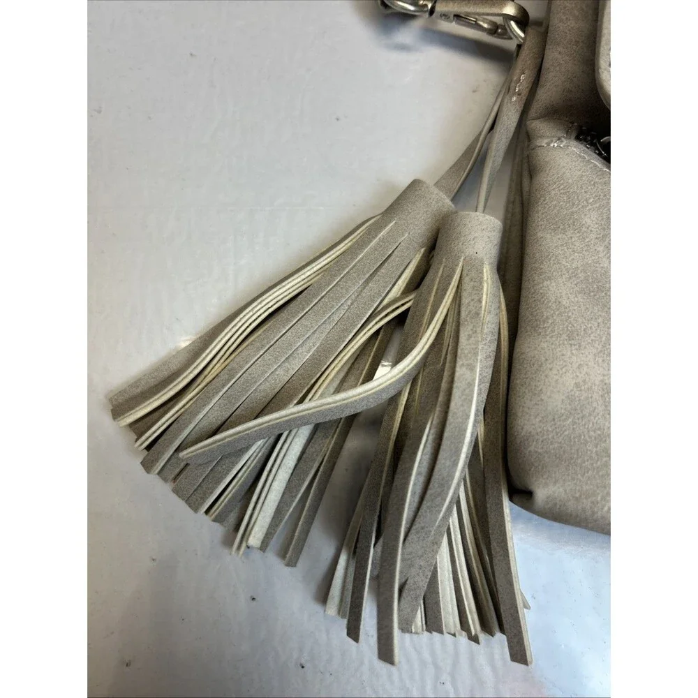 Women’s Gray Suede Crossbody Purse Bag Tassels Western Boho Travel Festival Chic